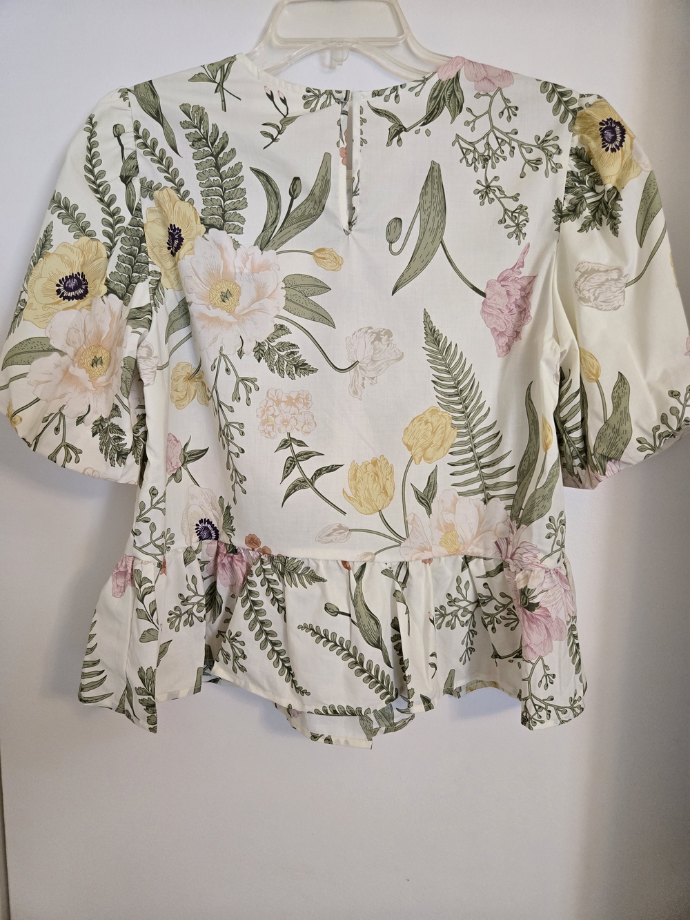 MELLODAY Floral Puff-Sleeve Tie-Front Top With Botanical Print - Picture 4 of 6